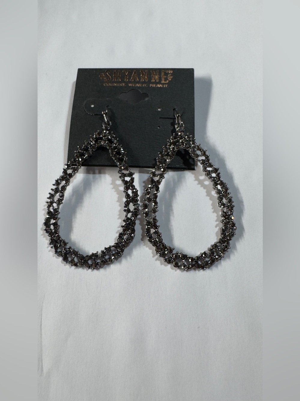 Shyanne Gunmetal Beaded Teardrop Earrings